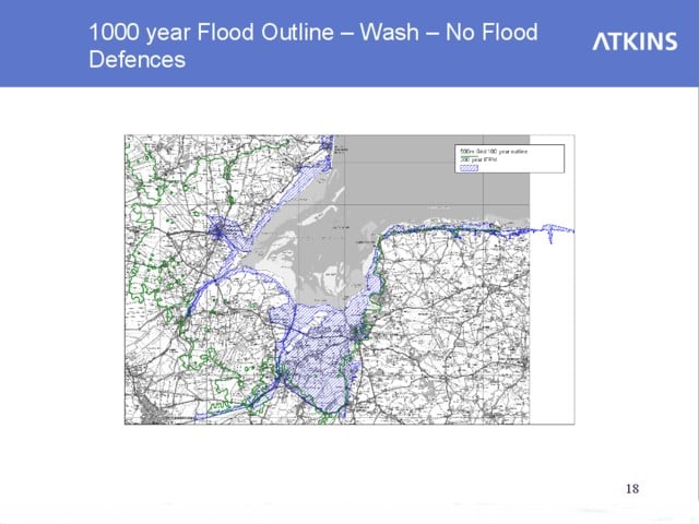 1000 year Flood Outline - Wash - No Flood Defences